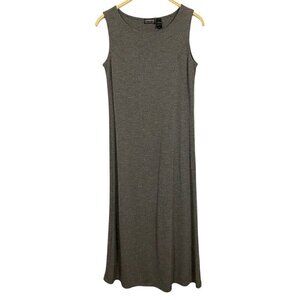 Liz Claiborne Maxi Tank Dress Womens MEDIUM Sleeveless Grey Slinky Bodycon EUC